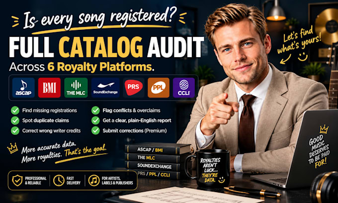 audit your song catalog and find missing or wrong royalty registrations