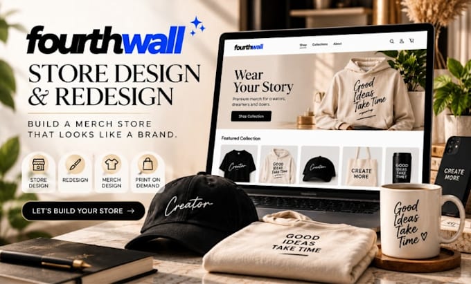 do fourthwall website merch design redesign fourthwall store print on demand