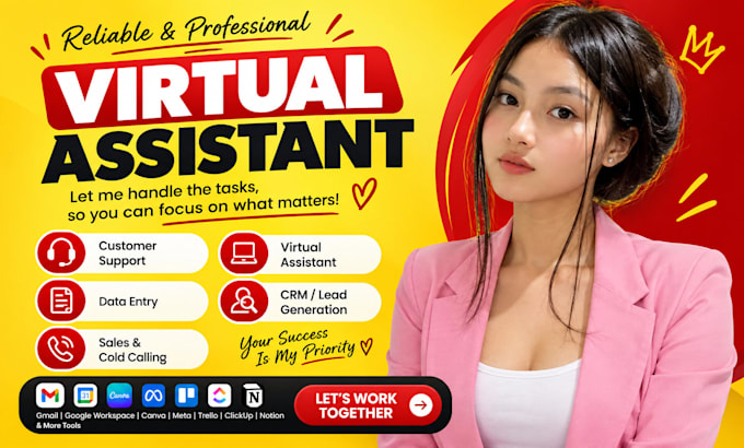 customer support admin virtual assistant sales rep cold calling data entr ghl VA