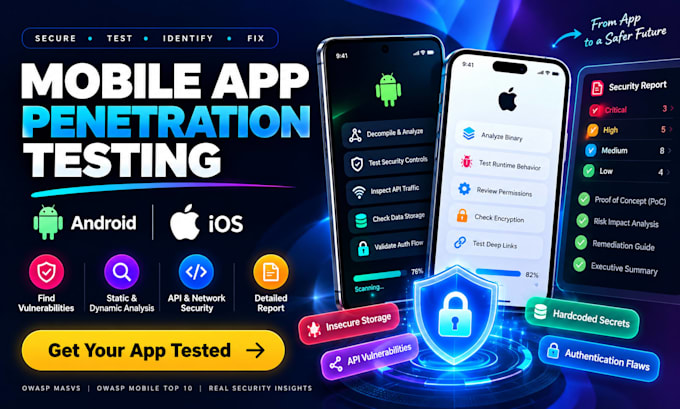perform mobile app penetration testing for android and ios