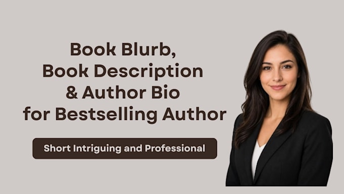 create and edit an intriguing book blurb, book description, author bio