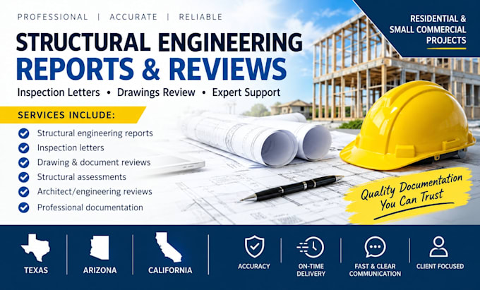 do structural engineering report architect review inspection letter tx az ca