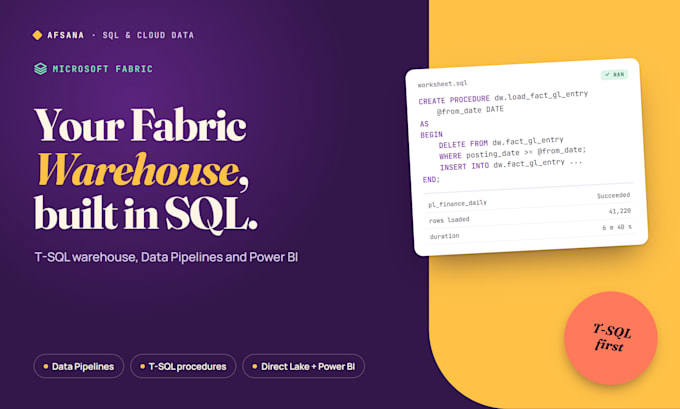 build your microsoft fabric data warehouse with sql, pipelines and power bi