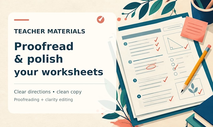 proofread and edit teacher worksheets and lesson materials