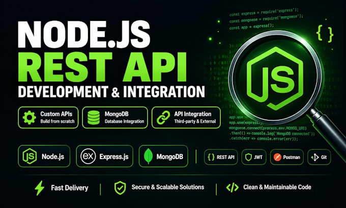 build nodejs rest API, express js API and mongodb backend