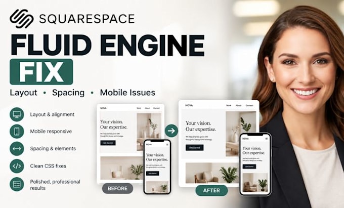 fix squarespace fluid engine layout, spacing, mobile issues and custom font CSS