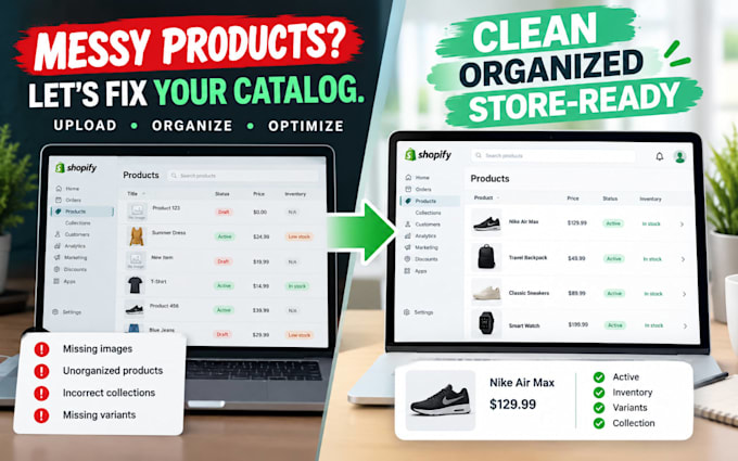 organize, upload and optimize shopify product catalog
