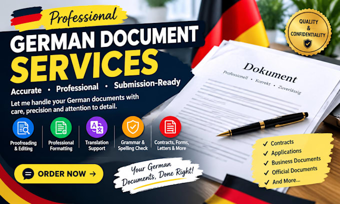 prepare, format and proofread german legal and official documents