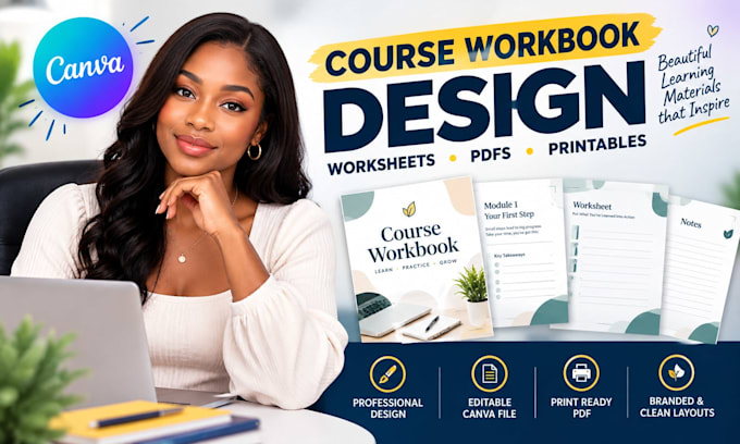 design canva course workbooks, worksheets, printable pdfs for your course