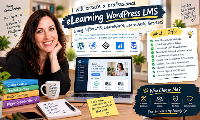 create elearning wordpress lms using lifterlms, learnworld, learndash, tutorlms