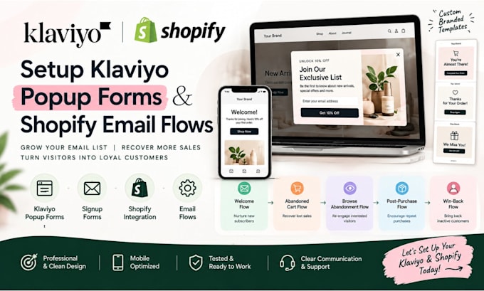 setup klaviyo popup forms and shopify email flows