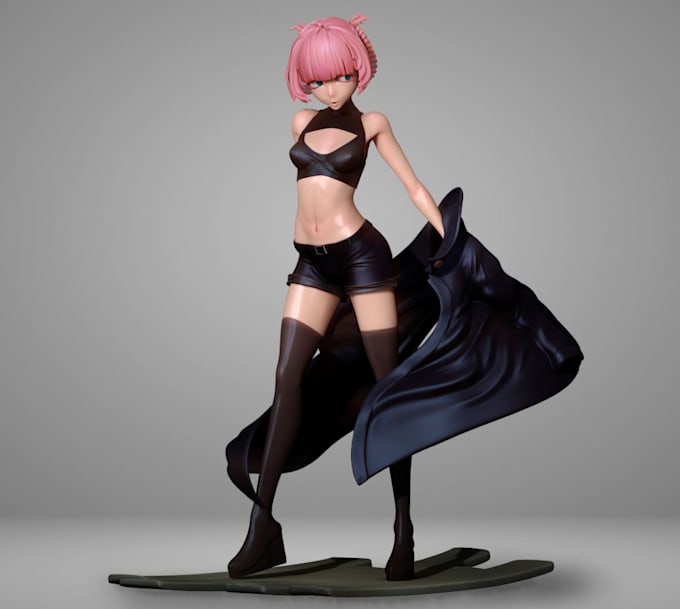 create 3d anime character model for vtuber, vroid, vrchat with rigging, zbrush