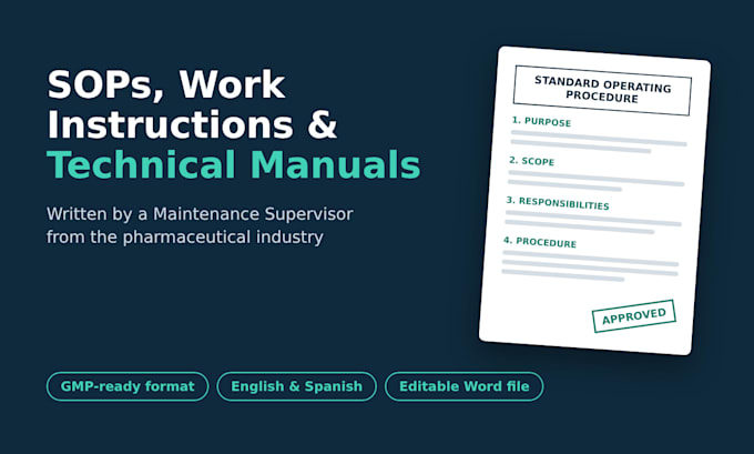write sops, work instructions and technical manuals