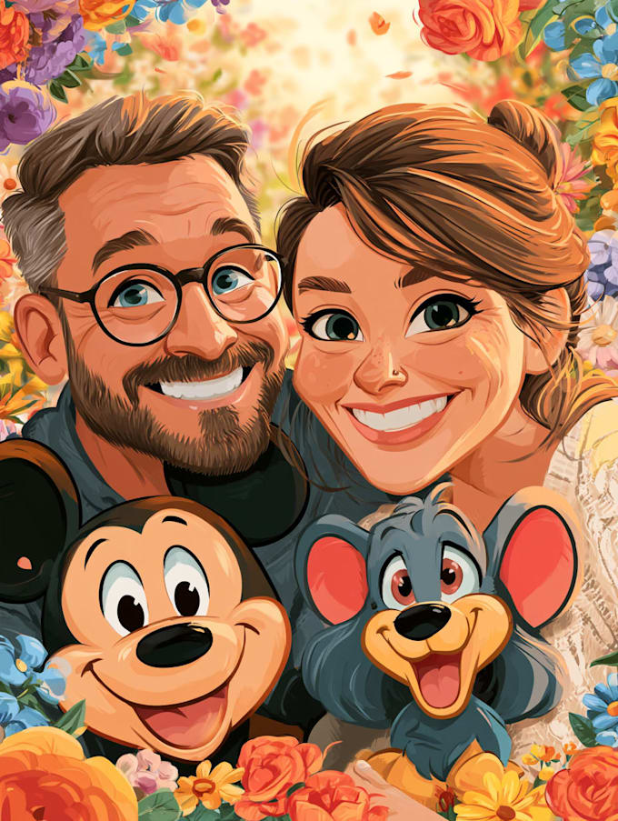 make a disney cartoon illustration