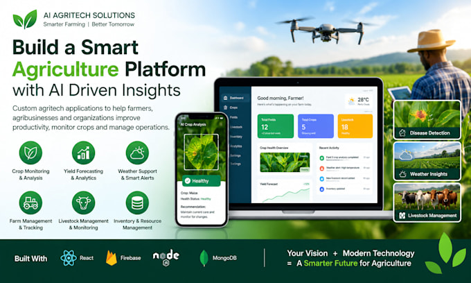develop an ai powered agritech, farm management, or agricultural web application