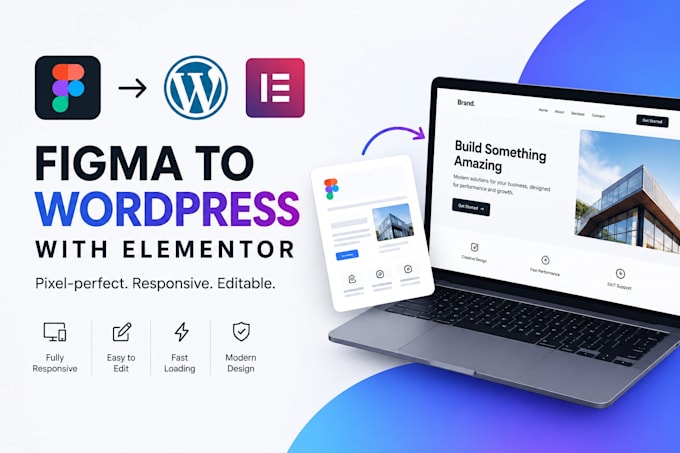 figma to elementor wordpress website design psd to wordpress html to wordpress