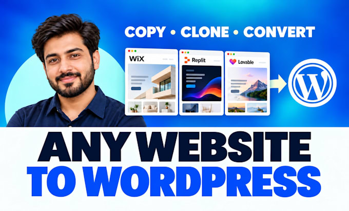 copy clone or convert lovable, replit, wix, hostinger ai to wordpress website