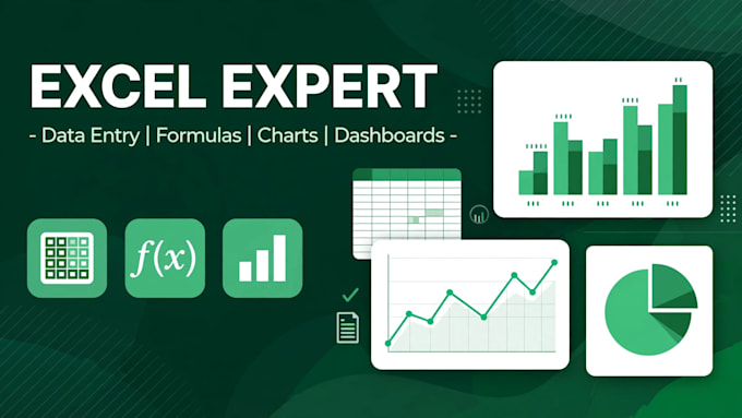 do excel data entry, formulas, charts, and dashboards