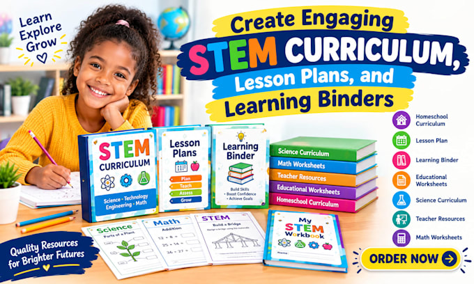 create engaging stem curriculum, lesson plans, learning binders and worksheets