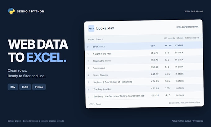 build a python web scraper that exports clean excel or CSV data