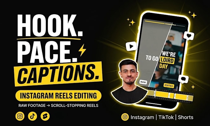 edit instagram reels tiktoks and shorts with strong hooks