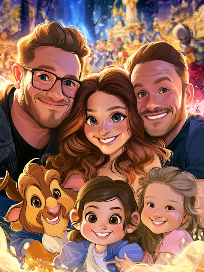 create a disney cartoon illustration