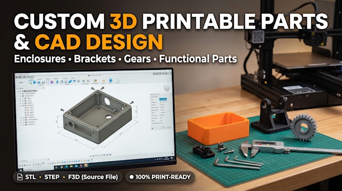 design custom 3d printable parts, enclosures, and functional models