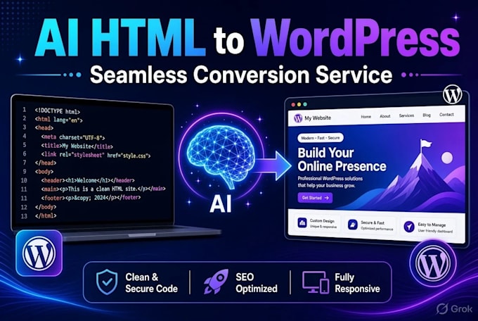 create wordpress site from your from your ai generated HTML