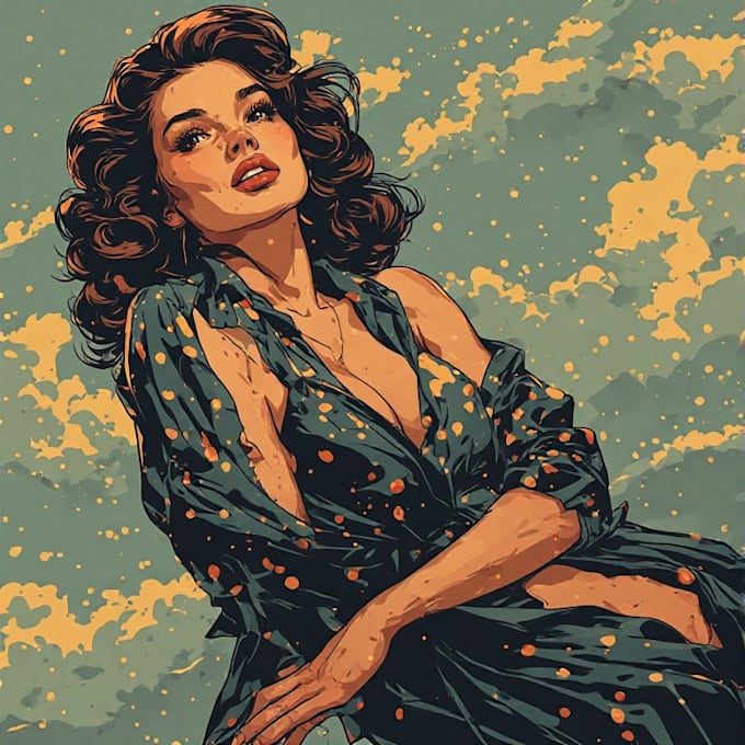 create elegant and playful pin up girl artwork