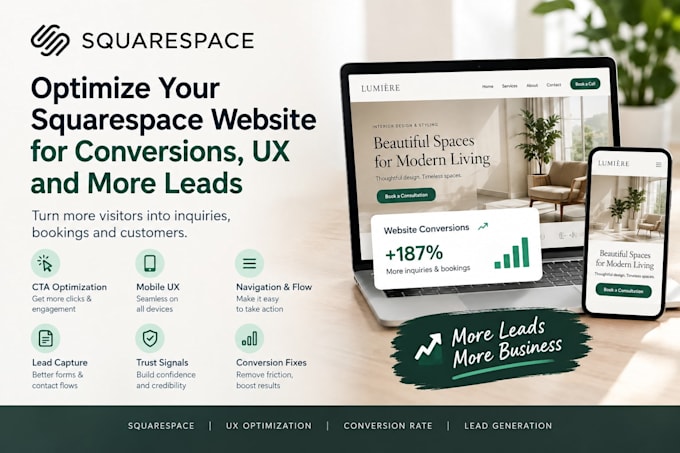 optimize squarespace website conversions UX leads