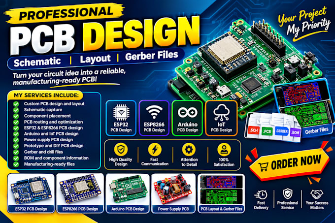 design esp32 esp8266 iot pcb and gerber files