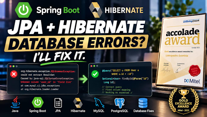 fix spring boot jpa and hibernate database errors