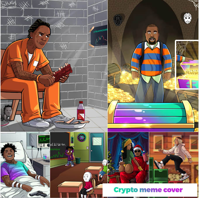 draw any cartoon meme for your crypto promotion content