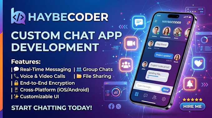 develop custom dating app and real time chat app using