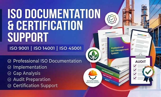 do iso 9001, iso 14001, iso 45001 documentation, certification support