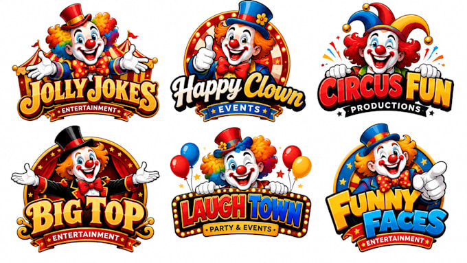 design a professional, circus, entertainment, mascot, comedy, or fun clown logo