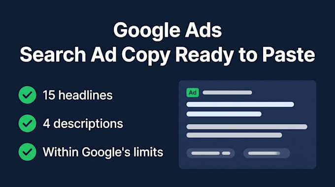 write google ads search ad copy with 15 headlines and 4 descriptions