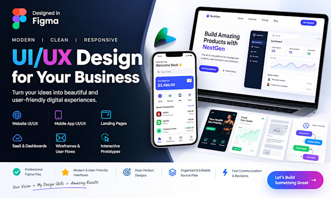 create modern UI UX design for web and mobile apps in figma