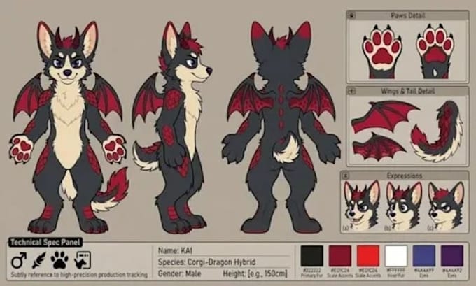 draw furry ref sheet furry reference sheet fursona character design ref sheet