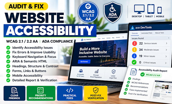 audit and fix website accessibility 2 1 and 2 2 aa and ada compliance