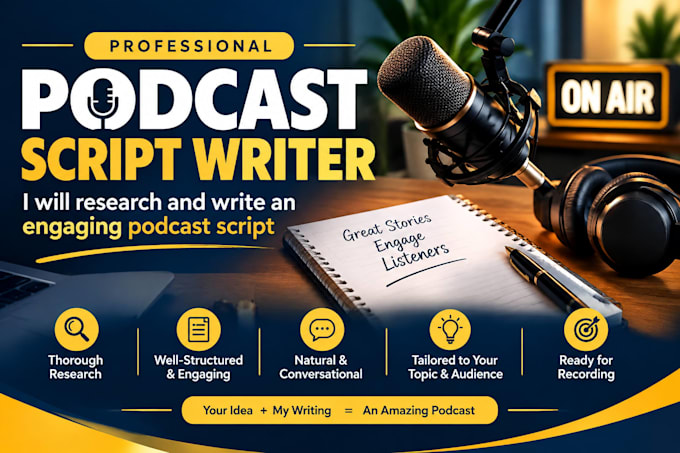 research and write an engaging podcast script