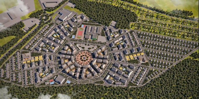 design 3d residential masterplan housing development community site plan render