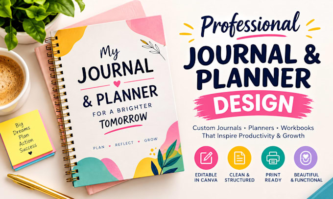 design journal, planner, workbook and KDP book interior