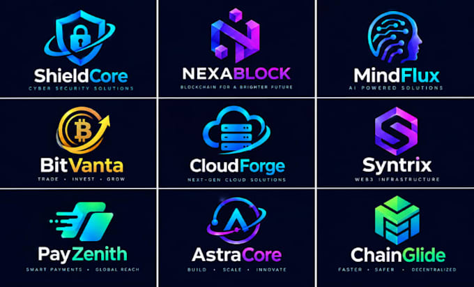 design modern technology crypto cyber security startup website and app logo
