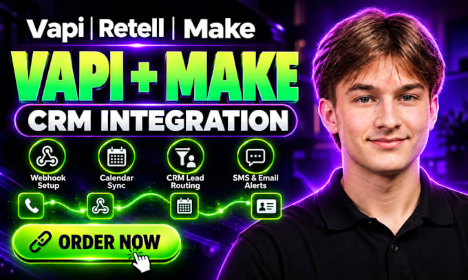 integrate vapi or retell voice agent with make com and crm