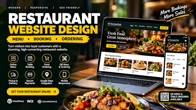 build a restaurant website with online menu, table booking and ordering