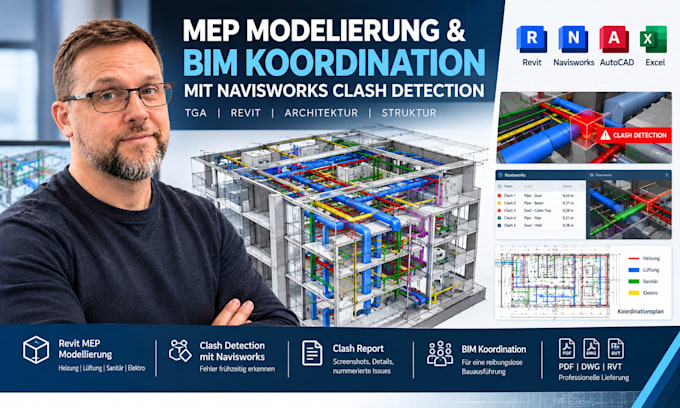 model mep systems in revit, coordinate bim and run navisworks clash detection