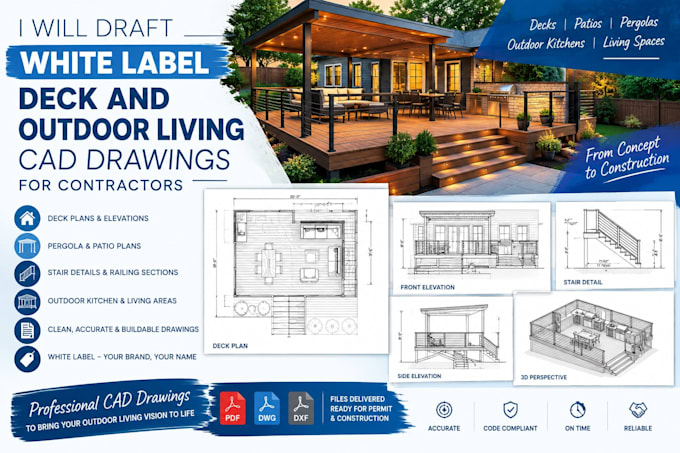 do white label deck outdoor living cad drawings