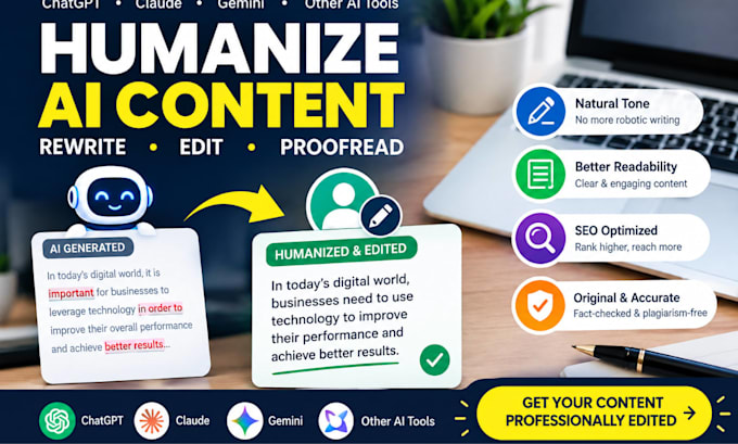 humanize ai content rewrite edit and proofread ai generated text