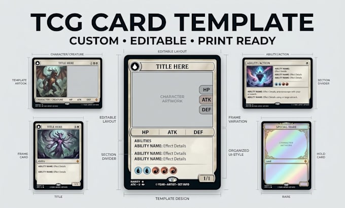 design custom tcg card  template, trading card template and card frame